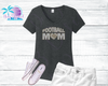 Football Mom Heart Rhinestone Women's Shirts