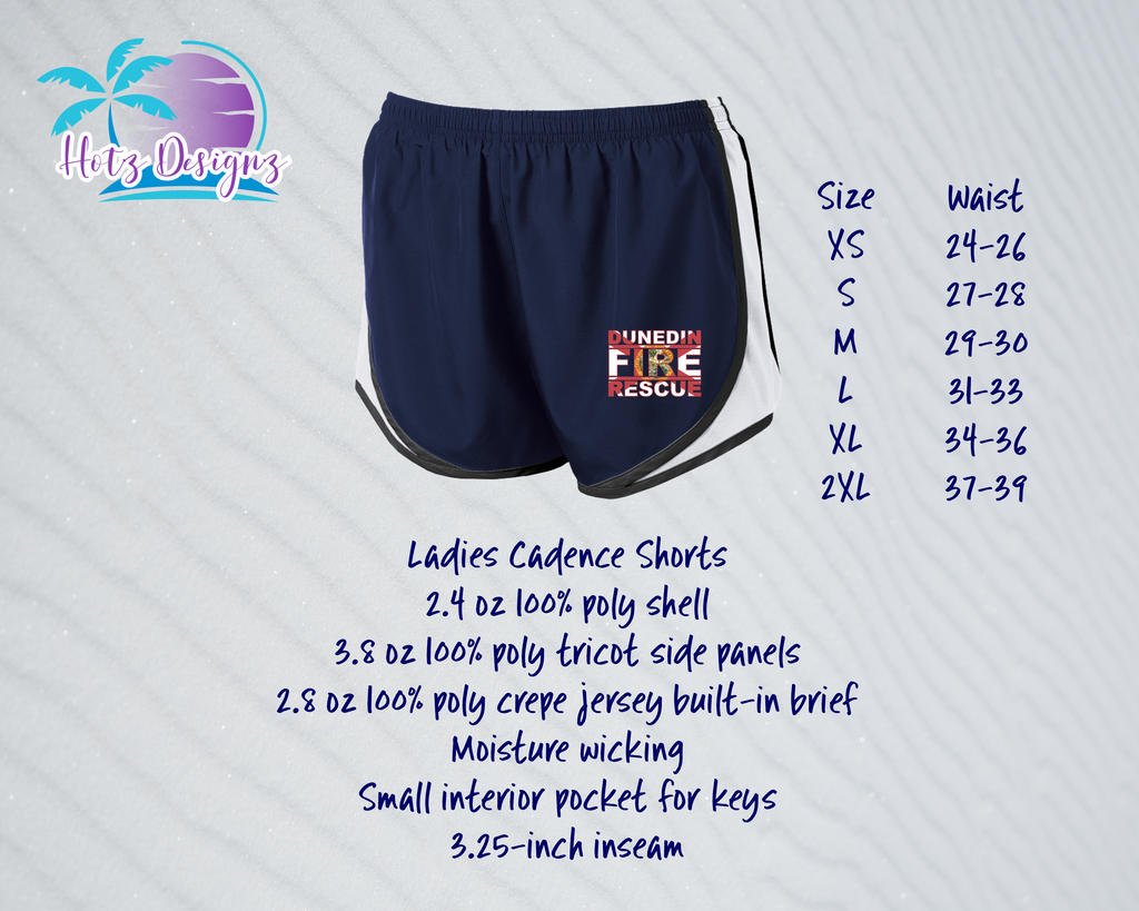 Dunedin Fire Rescue Ladies Shorts (3 color & 4 design options)