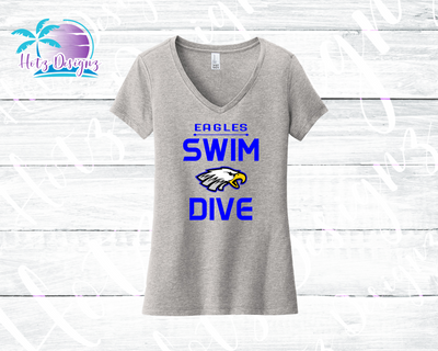ELHS 23 Swim & Dive Eagles Women's V Neck (2 color options)