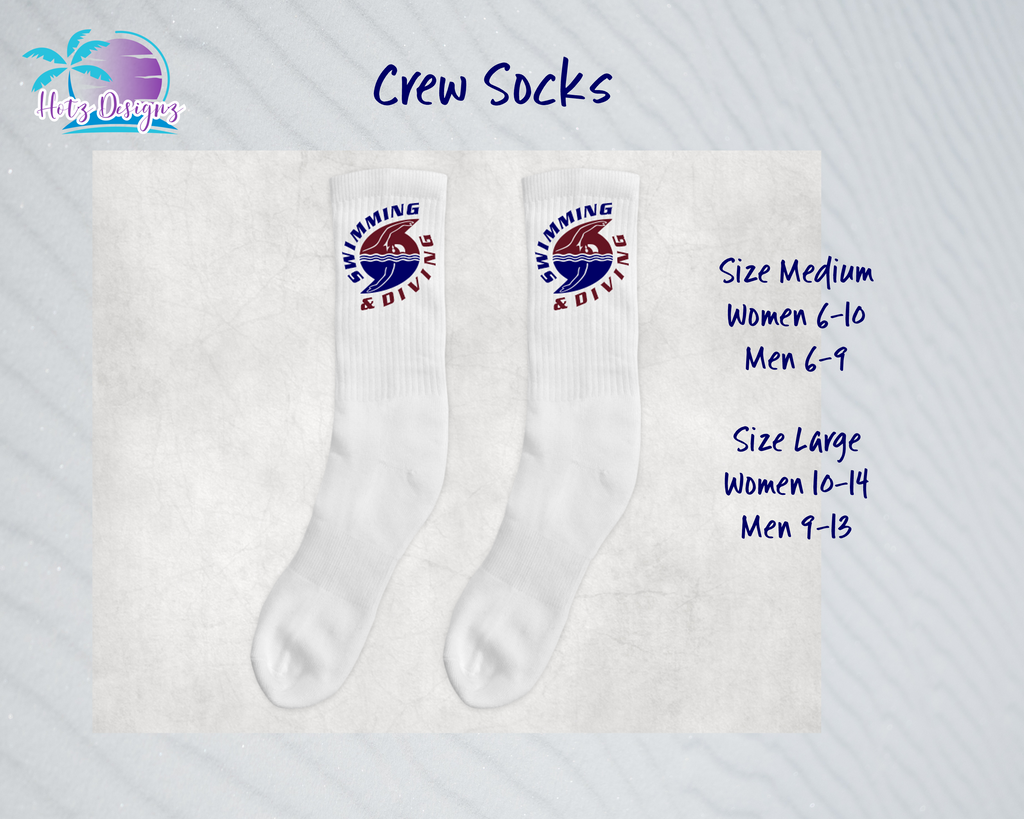 PHU Swim & Dive 24  Logo Crew Socks (3 color options)