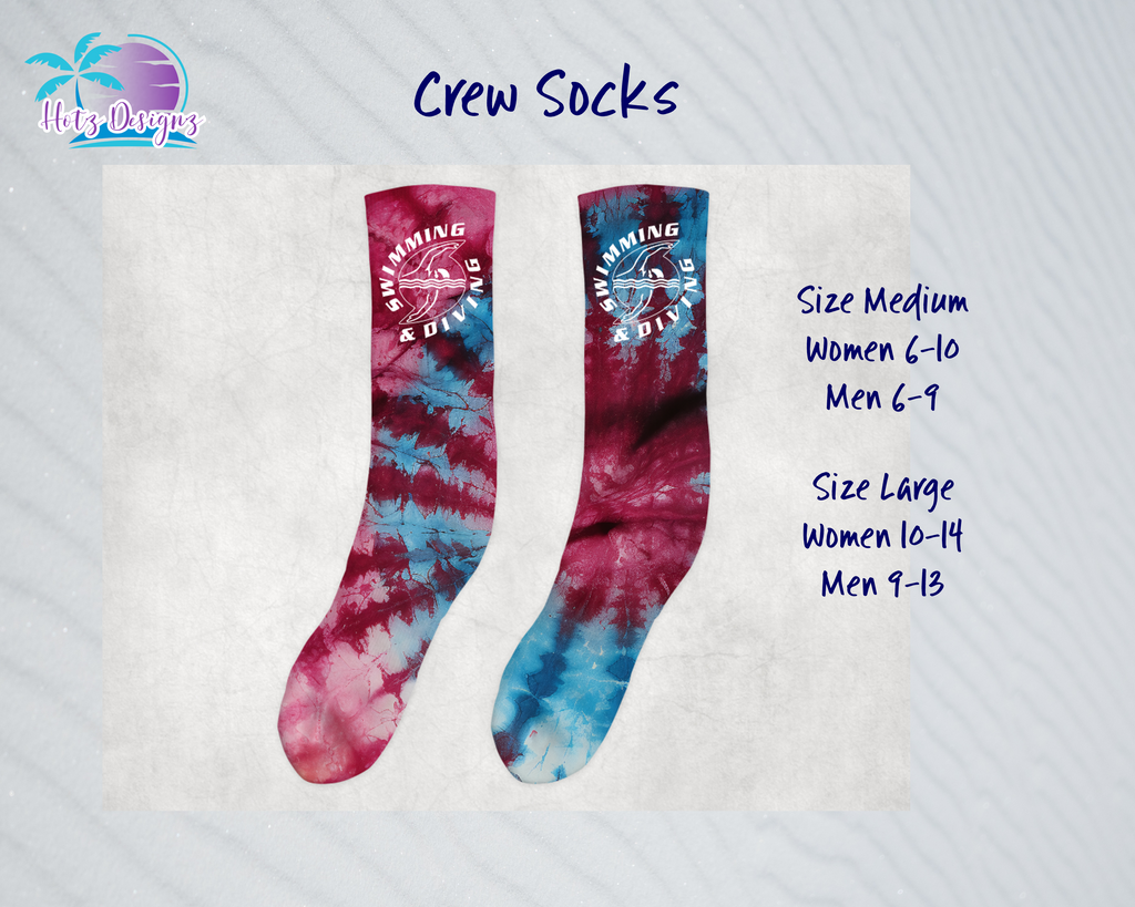 PHU Swim & Dive 24 Tie Dye Logo Crew Socks