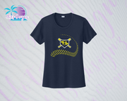 SHLL BSBL Laces Ladies Dri Fit Tee  (Navy, Royal, Orange, Cardinal, Purple)