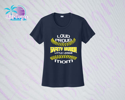 SHLL BB Loud Proud Mom Ladies Dri Fit Tee (Navy, Royal, Orange, Cardinal)