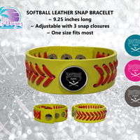 SHLL SFTBL Leather Snap Softball Seams Bracelet