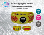 SHLL SFTBL Leather Snap Softball Seams Bracelet