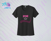 SHLL SFTBL  Laces Ladies Dri Fit Tee (Black, Teal, Hot Pink, Charcoal))