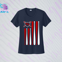 SHLL BB Flag Ladies Dri Fit Tee  (Navy, Royal, Orange, Cardinal, Purple)