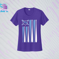 SHLL BB Flag Ladies Dri Fit Tee  (Navy, Royal, Orange, Cardinal, Purple)