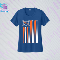 SHLL BB Flag Ladies Dri Fit Tee  (Navy, Royal, Orange, Cardinal, Purple)