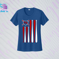 SHLL BB Flag Ladies Dri Fit Tee  (Navy, Royal, Orange, Cardinal, Purple)