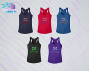 SHLL BSBL Laces Ladies Dri Fit Racerback Tank (Navy, Red, Royal, Black, Purple)