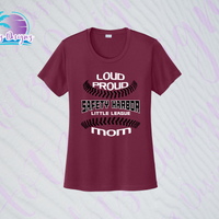 SHLL BB Loud Proud Mom Ladies Dri Fit Tee (Navy, Royal, Orange, Cardinal)