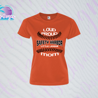 SHLL BB Loud Proud Mom Ladies Dri Fit Tee (Navy, Royal, Orange, Cardinal)