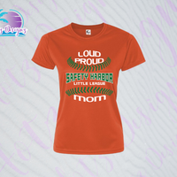 SHLL BB Loud Proud Mom Ladies Dri Fit Tee (Navy, Royal, Orange, Cardinal)