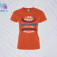 SHLL BB Loud Proud Mom Ladies Dri Fit Tee (Navy, Royal, Orange, Cardinal)