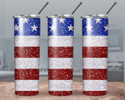 Glitter Flag Skinny Tumbler