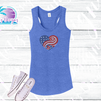 Swirl American Flag Women's Rhinestone Tank Top / Shirt