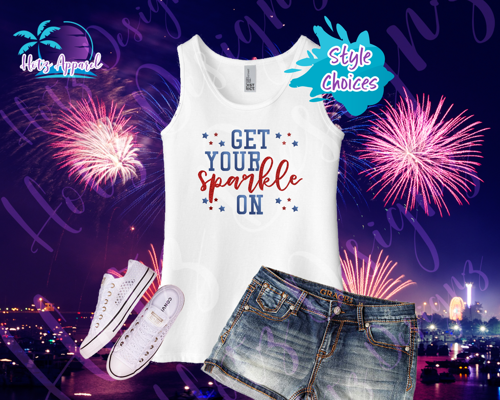 4th of July Get Your Sparkle On Girls Tank Top Shirt