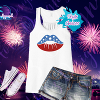 4th of July - USA Lips Women's  Tank Top / Shirt