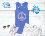 American Flag Peace Sign Women's Rhinestone Tank Top / Shirt