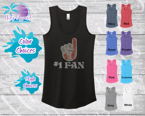 Baseball #1 Fan Women's Rhinestone Tank Top / Shirt