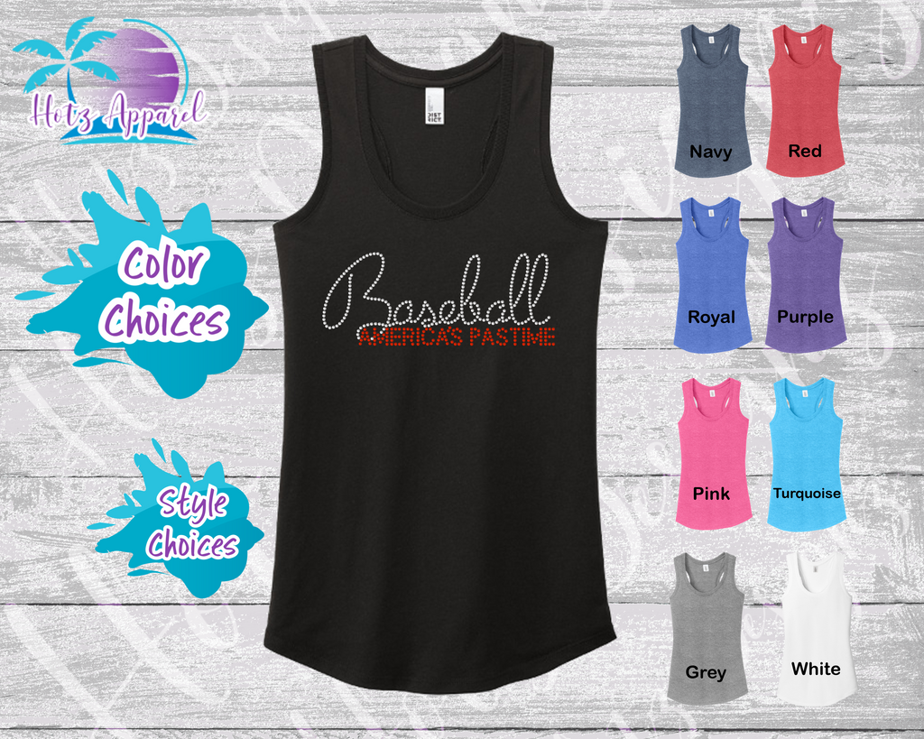 Baseball America's Pastime Women's Rhinestone Tank Top / Shirt