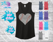 Baseball Heart Women's Rhinestone Tank Top / Shirt