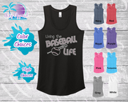 Baseball Living the Life Women's Rhinestone Tank Top / Shirt