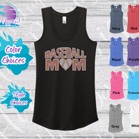 Baseball Mom Heart Women's Rhinestone Tank Top / Shirt