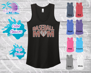 Baseball Mom Heart Women's Rhinestone Tank Top / Shirt