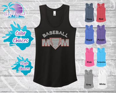 Baseball Mom Home Plate Women's Rhinestone Tank Top / Shirt