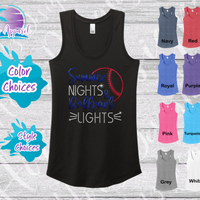 Baseball Summer Nights Women's Rhinestone & Glitter Tank Top / Shirt