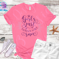 Girls Just Wanna Have Sun Glitter and Rhinestone Women's Beach Shirt