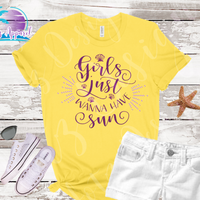 Girls Just Wanna Have Sun Glitter and Rhinestone Women's Beach Shirt