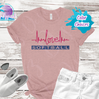 Softball Love Heartbeat Glitter Women's Shirt