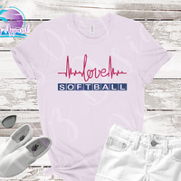 Softball Love Heartbeat Glitter Women's Shirt