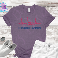 Softball Love Heartbeat Glitter Women's Shirt