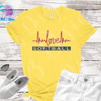 Softball Love Heartbeat Glitter Women's Shirt