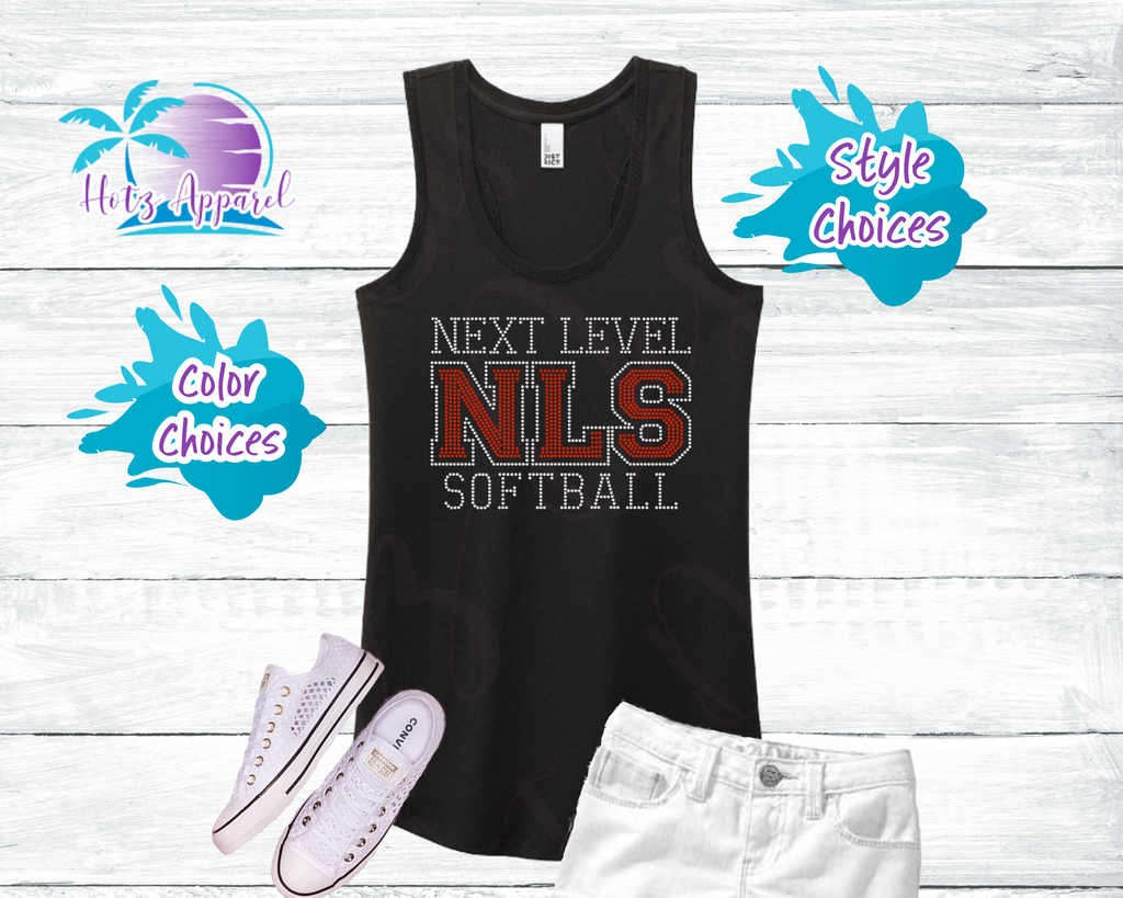 Next Level Softball Women's Rhinestone Black Tank Top / Shirt