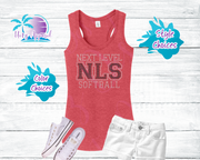 Next Level Softball Women's Rhinestone Red Tank Top / Shirt