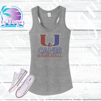 PHU Canes Baseball Rhinestone Tank, Tee, Raglan Tops