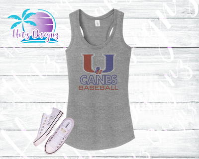 PHU Canes Baseball Rhinestone Tank, Tee, Raglan Tops