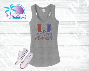 PHU Canes Baseball Rhinestone Tank, Tee, Raglan Tops