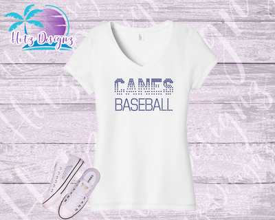 PHU Canes Baseball Fade Rhinestone Tops