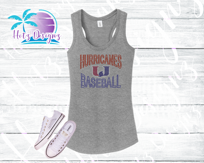 PHU Hurricanes Baseball Rhinestone Tank, Tee, Raglan Tops