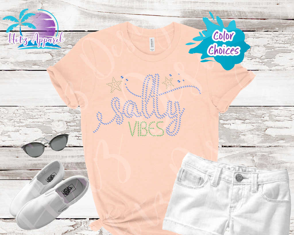 Salty Vibes Women's Rhinestone Beach Shirt