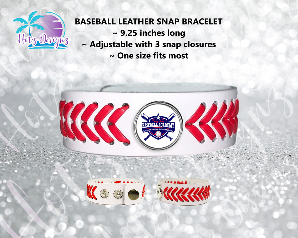 TBBA Baseball Leather Snap Bracelet