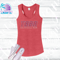 TBBA Baseball Logo Rhinestone Tank Top / Shirt (2 Color Options)