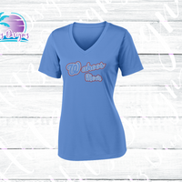 Wahoos Rhinestone Mom Dri-Fit V-Neck Shirt (2 Color Options)