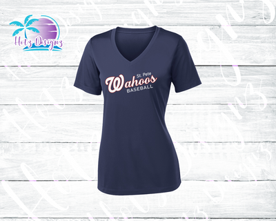 Wahoos Ladies Dri-Fit V-Neck Shirt (3 Color Options)